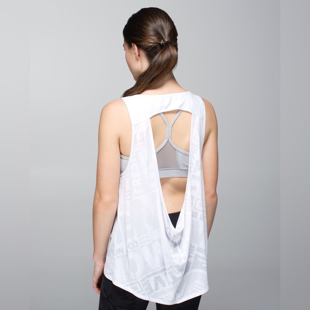 Lululemon Next To Nothing Tank Exploded Manifesto Pop Block Burnout White Sz 8